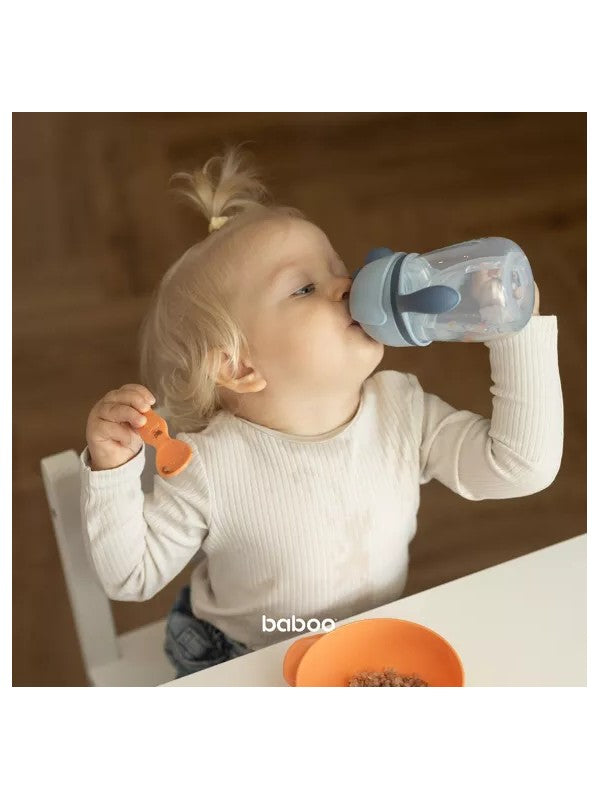 Gobelet avec paille en silicone 260 ml bleu