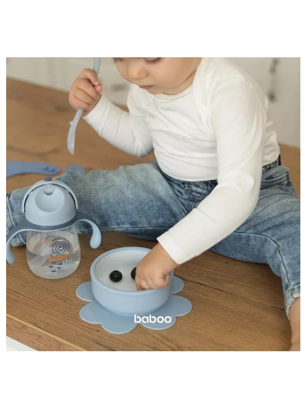 Gobelet avec paille en silicone 260 ml bleu