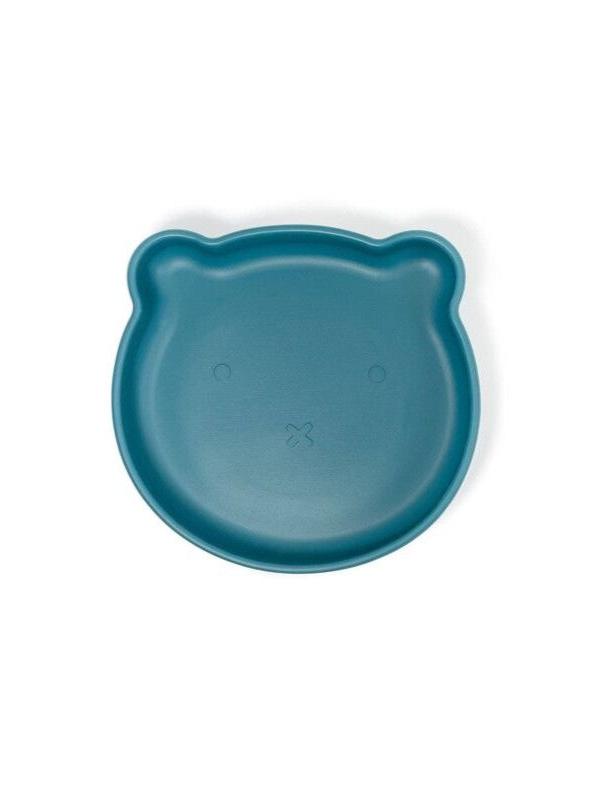 Assiette ourson à ventouse en silicone - Bleu nuit