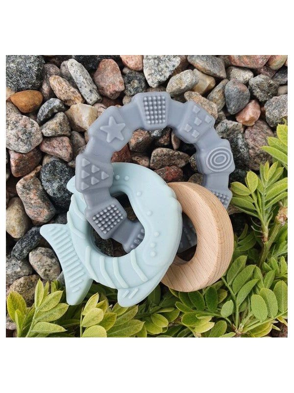 Anneaux de dentition en silicone - Bleu glace