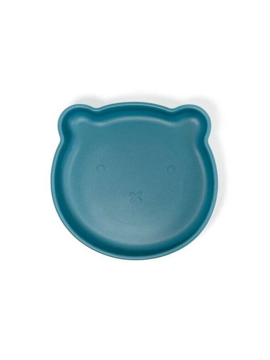Assiette ourson à ventouse en silicone - Bleu nuit