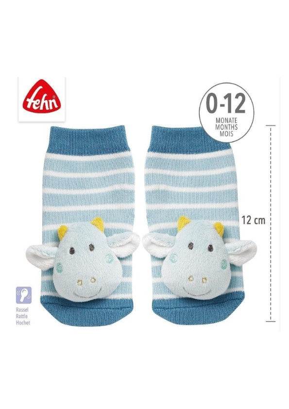 Chaussettes hochet dragon - bleues