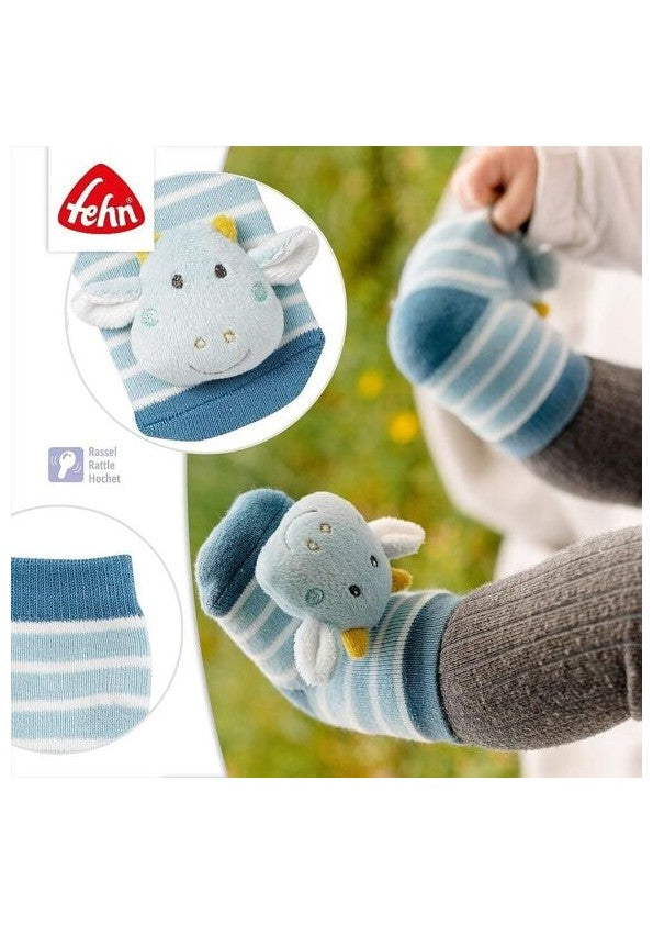 Chaussettes hochet dragon - bleues